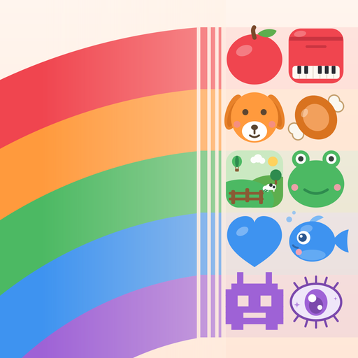 Emotile app icon: a rainbow dissolving into emoji tiles